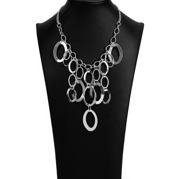 Beautiful Silver Layered Chain Statement Necklace Set - Picture 1 of 5